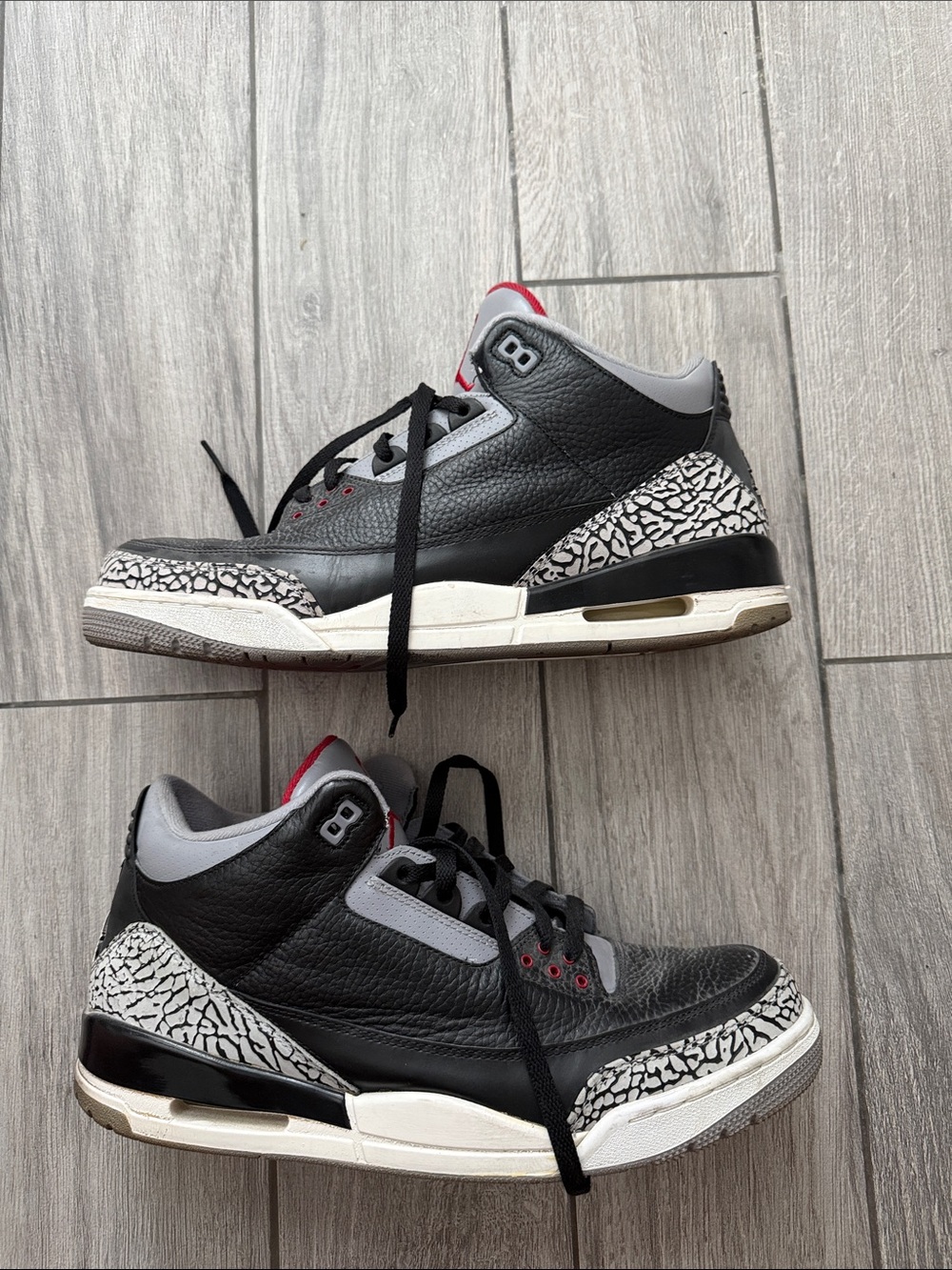 Jordan Black Gray White Red Elephant Print Sneakers